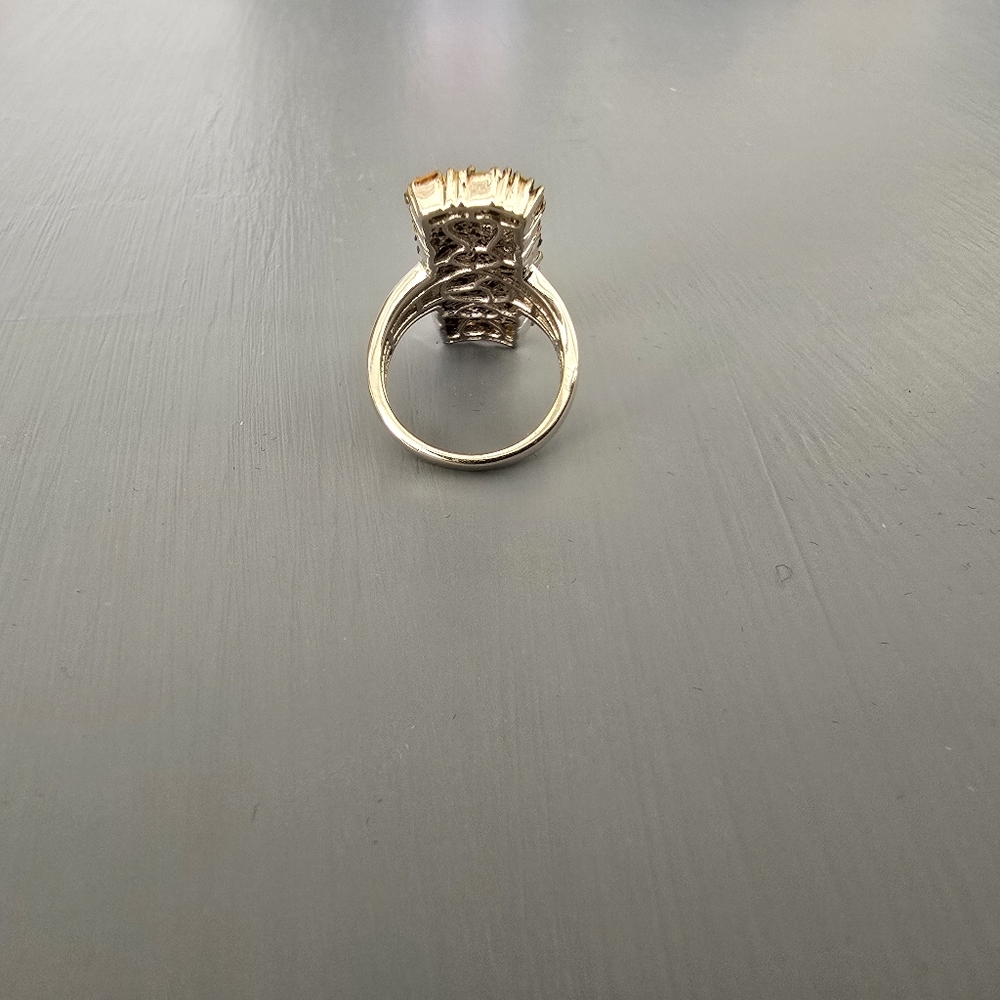 .925 Sterling Silver Lab Created Multi Colored Diamond Baguette Ring. - Picture 8 of 8